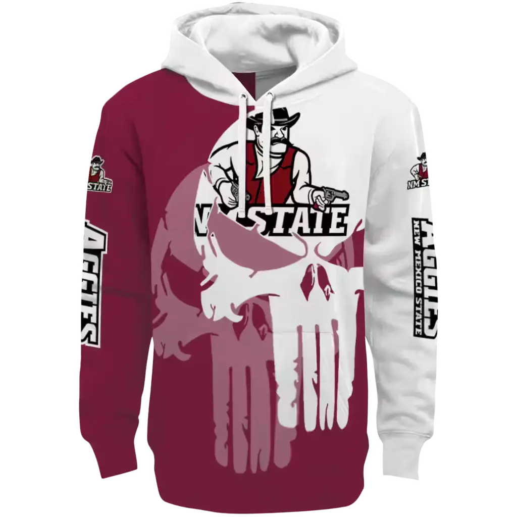 new mexico state aggies graphic punisher crimson white hoodie best selling new mexico state aggies graphic punisher crimson white hoodie best selling