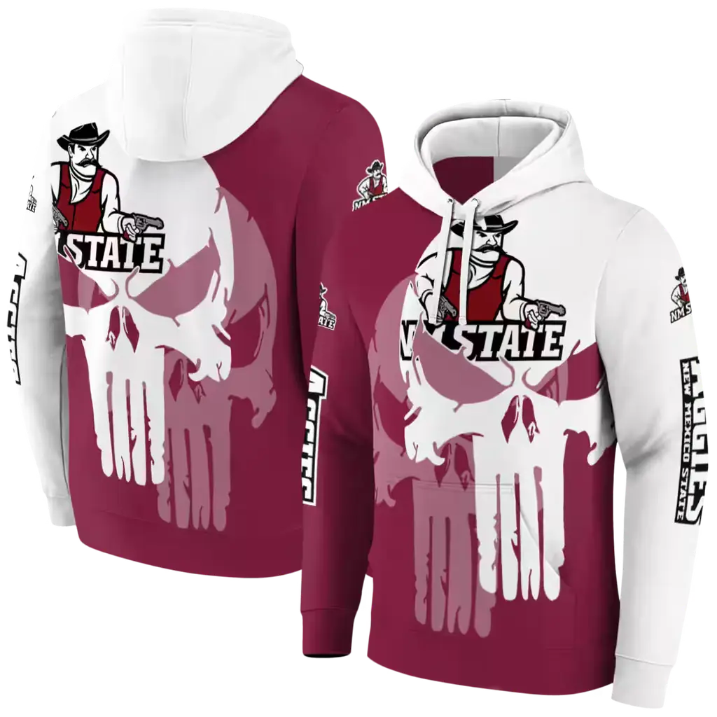 new mexico state aggies graphic punisher crimson white hoodie fashion forward new mexico state aggies graphic punisher crimson white hoodie fashion forward