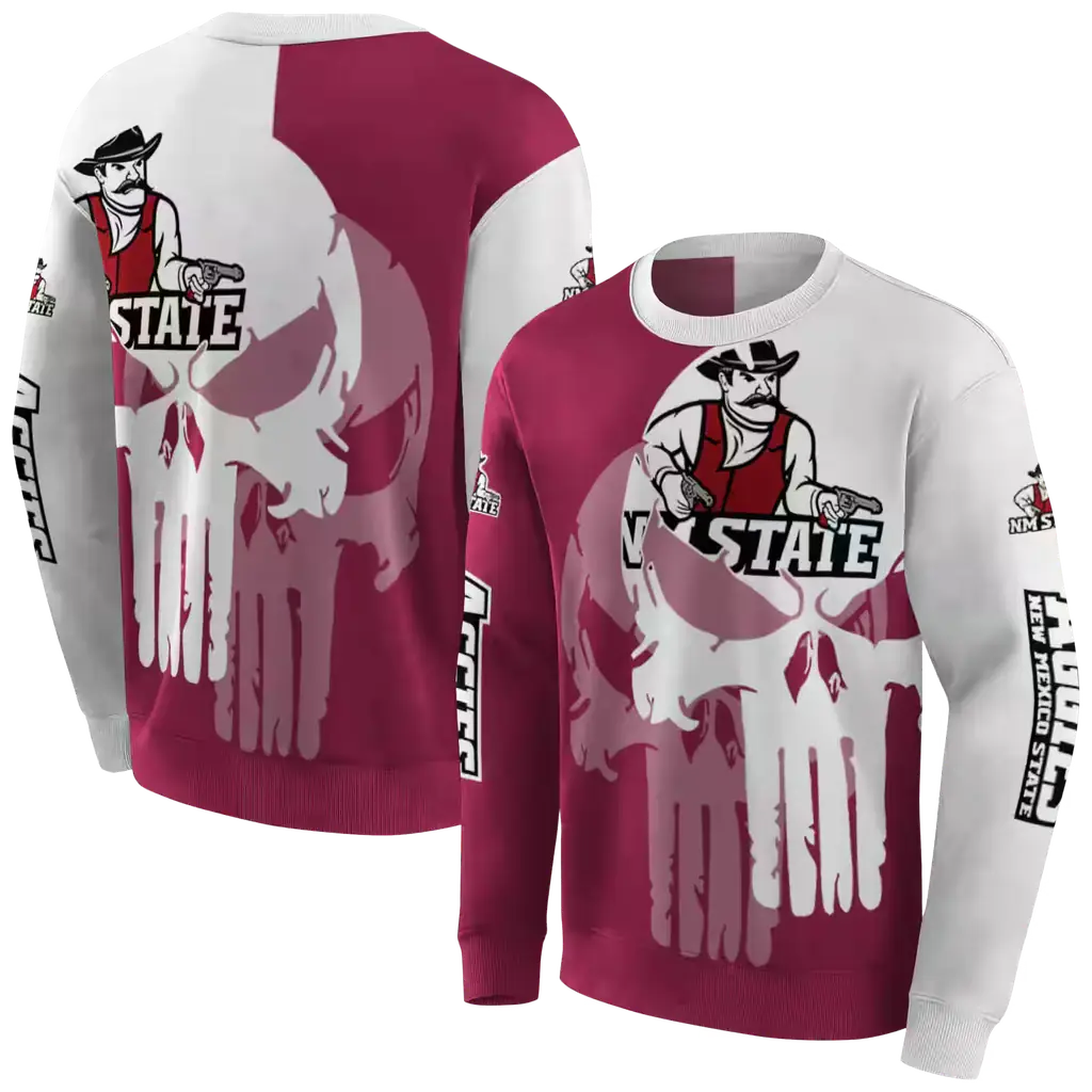 new mexico state aggies graphic punisher crimson white hoodie premium grade new mexico state aggies graphic punisher crimson white hoodie premium grade