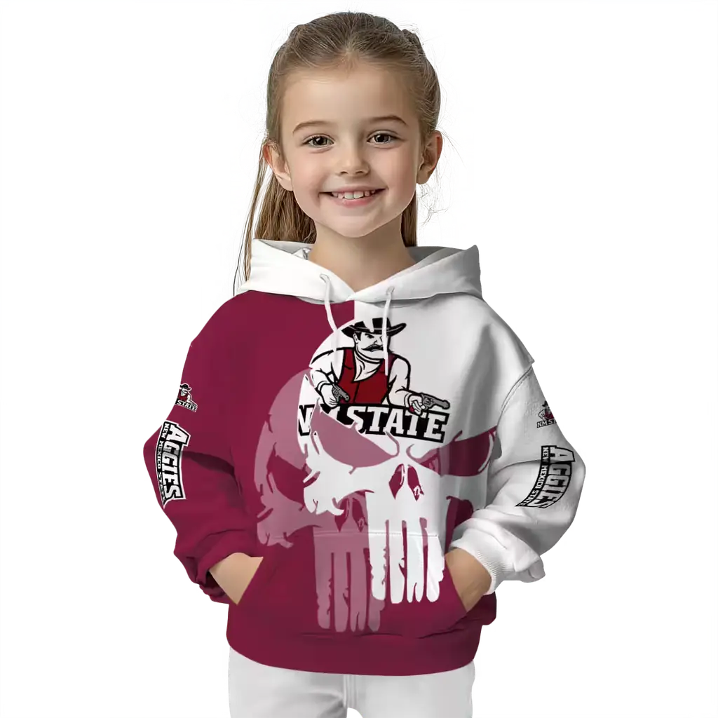 new mexico state aggies graphic punisher crimson white hoodie top rated new mexico state aggies graphic punisher crimson white hoodie top rated