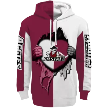 new mexico state aggies heartbeat graphic crimson hoodie best selling
