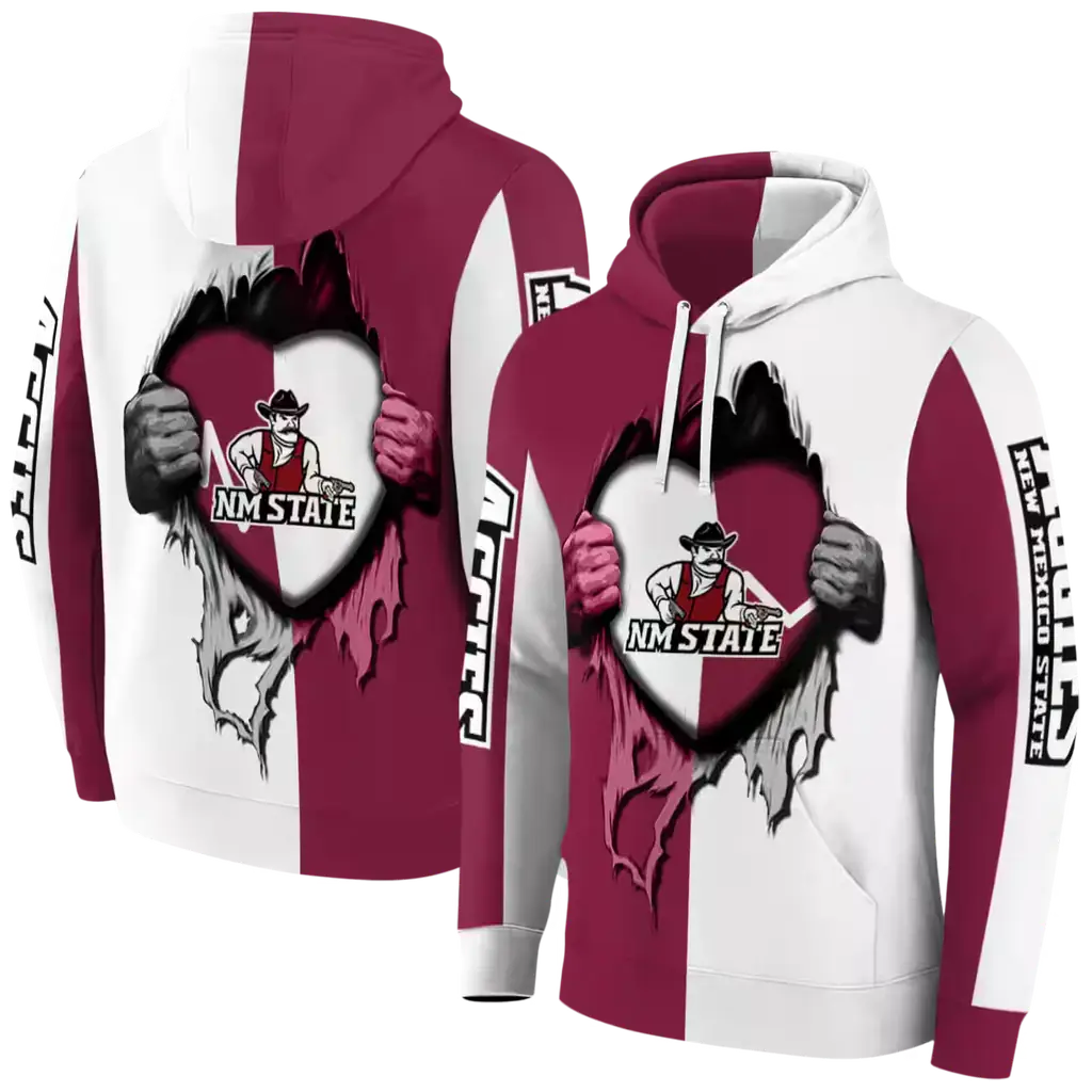 new mexico state aggies heartbeat graphic crimson hoodie fashion forward new mexico state aggies heartbeat graphic crimson hoodie fashion forward
