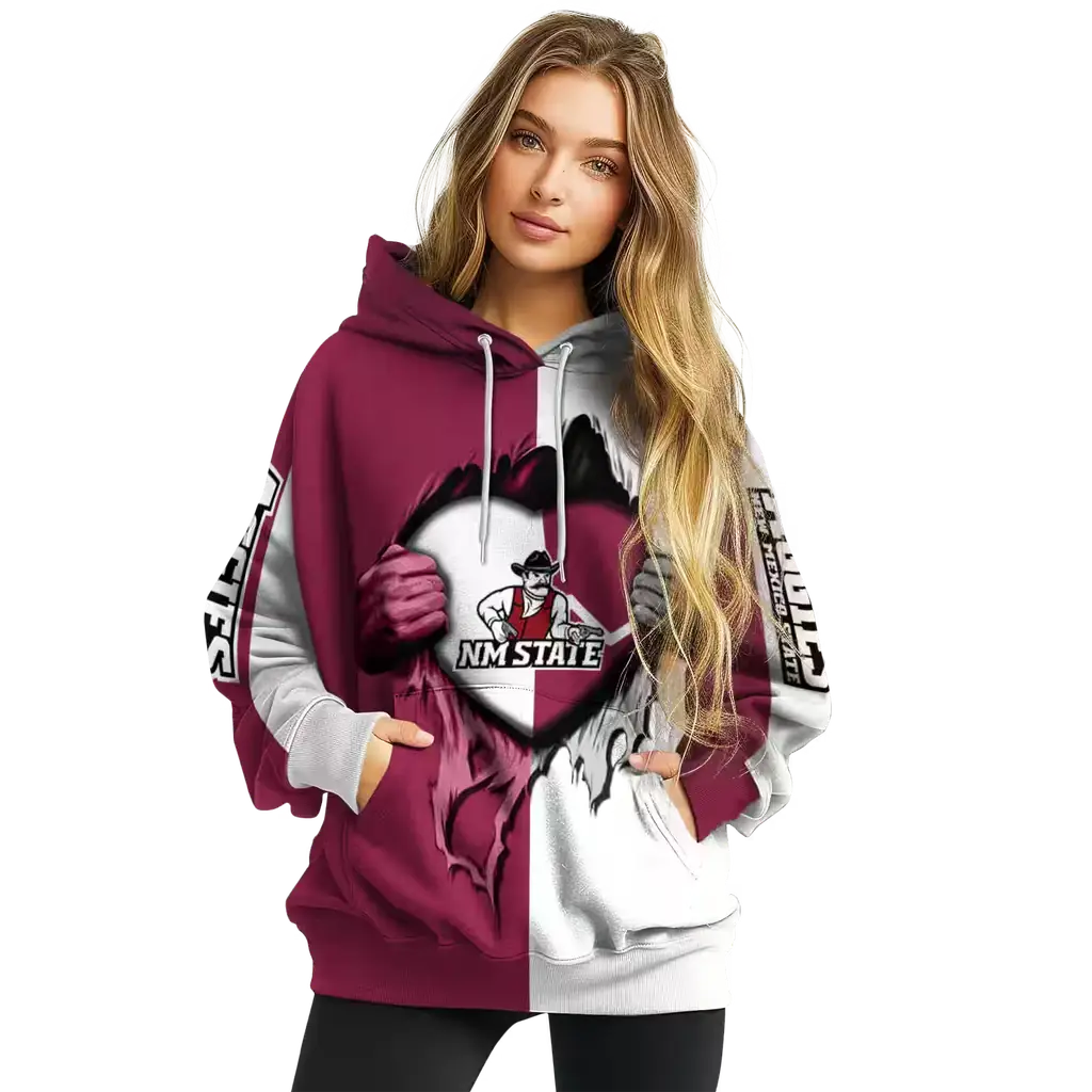 new mexico state aggies heartbeat graphic crimson hoodie high quality new mexico state aggies heartbeat graphic crimson hoodie high quality