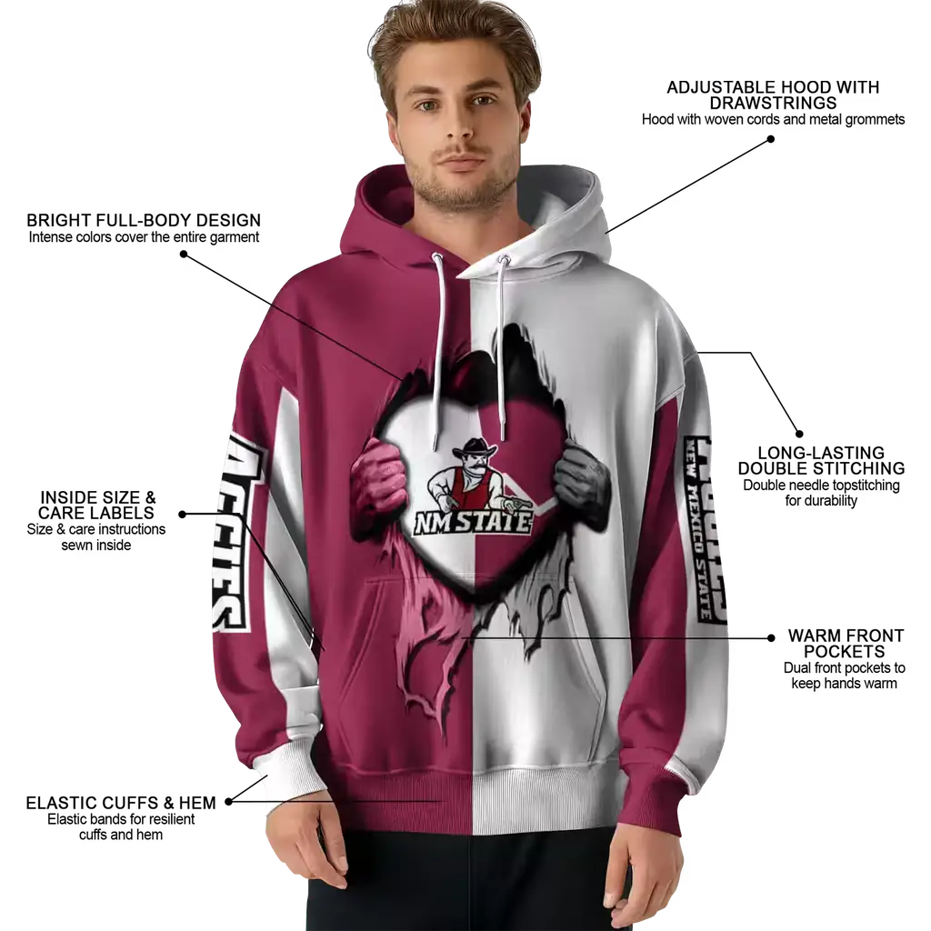 new mexico state aggies heartbeat graphic crimson hoodie latest model new mexico state aggies heartbeat graphic crimson hoodie latest model