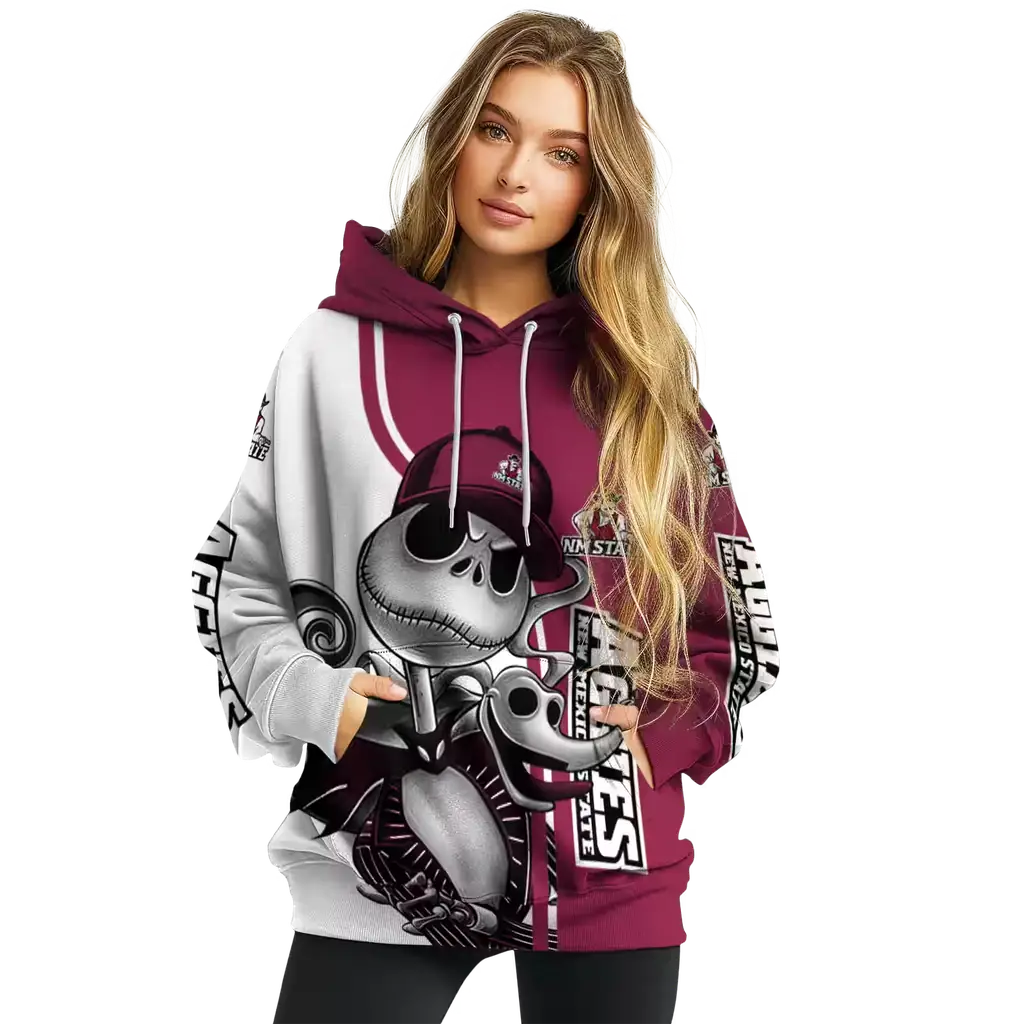 new mexico state aggies jack skellington crimson hoodie high quality new mexico state aggies jack skellington crimson hoodie high quality