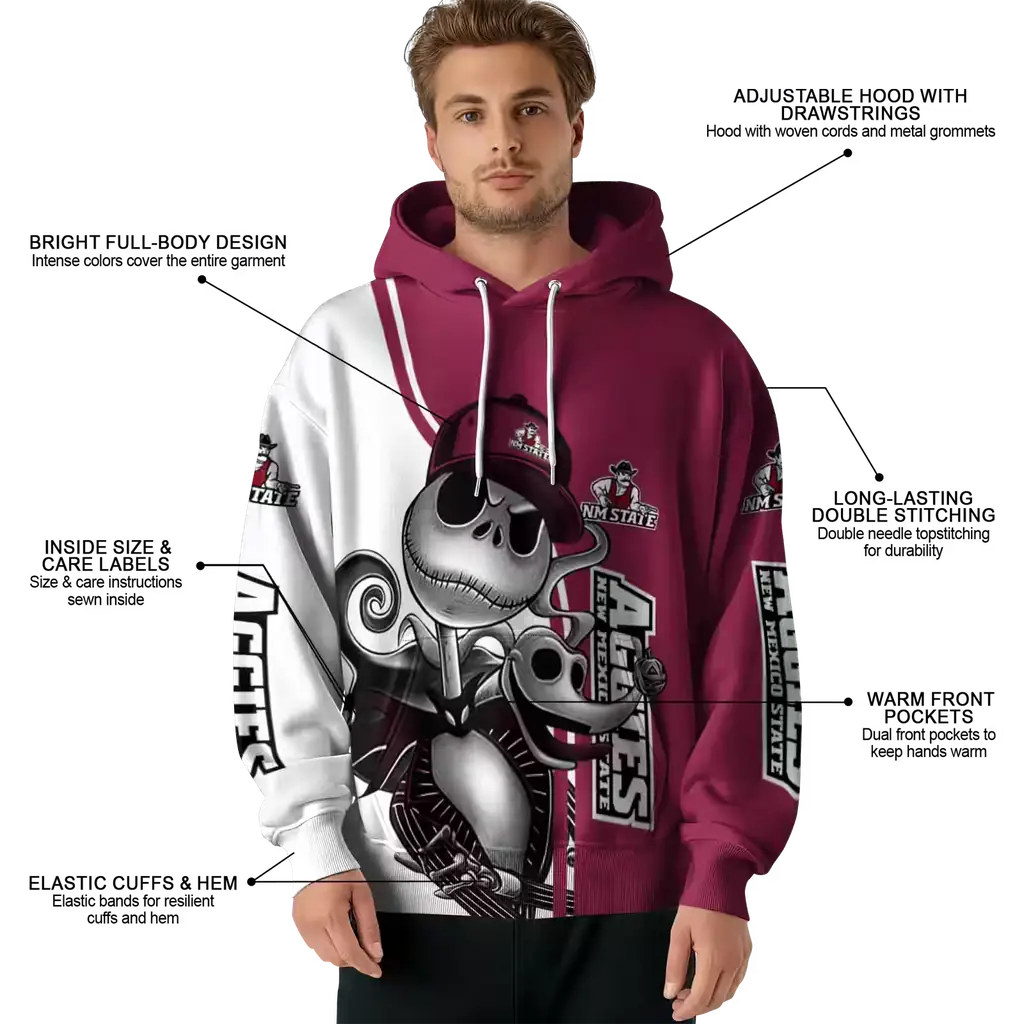 new mexico state aggies jack skellington crimson hoodie latest model new mexico state aggies jack skellington crimson hoodie latest model
