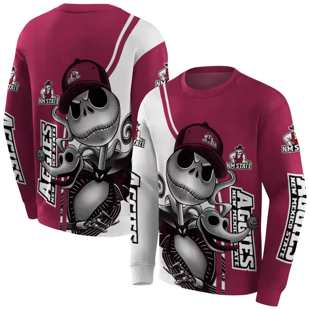 new mexico state aggies jack skellington crimson hoodie premium grade new mexico state aggies jack skellington crimson hoodie premium grade