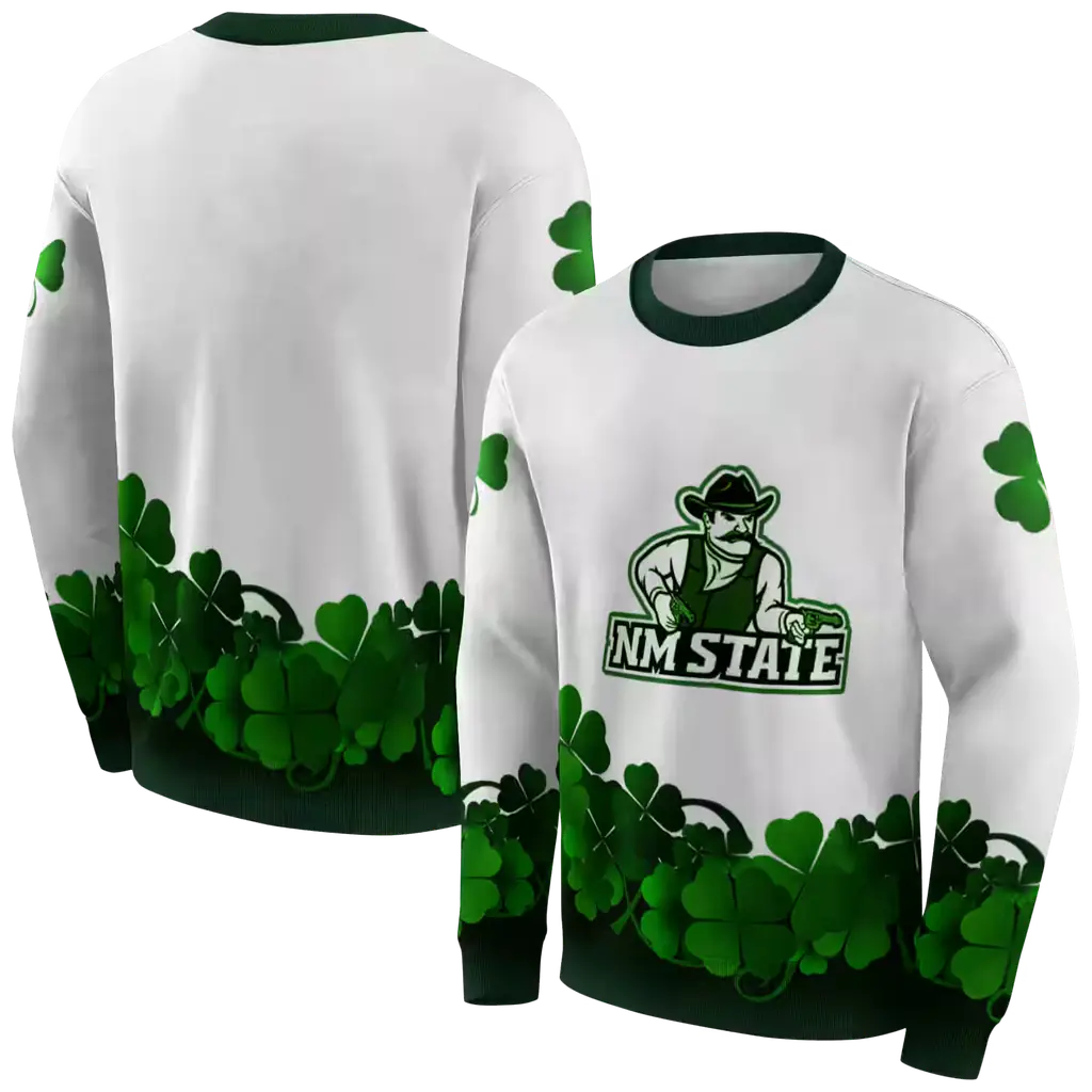 new mexico state aggies lucky motif white green hoodie premium grade new mexico state aggies lucky motif white green hoodie premium grade