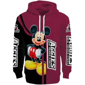 new mexico state aggies mickey mouse crimson black hoodie best selling