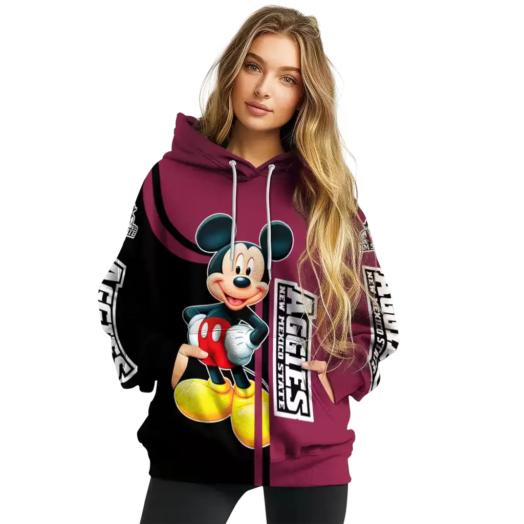 new mexico state aggies mickey mouse crimson black hoodie high quality new mexico state aggies mickey mouse crimson black hoodie high quality