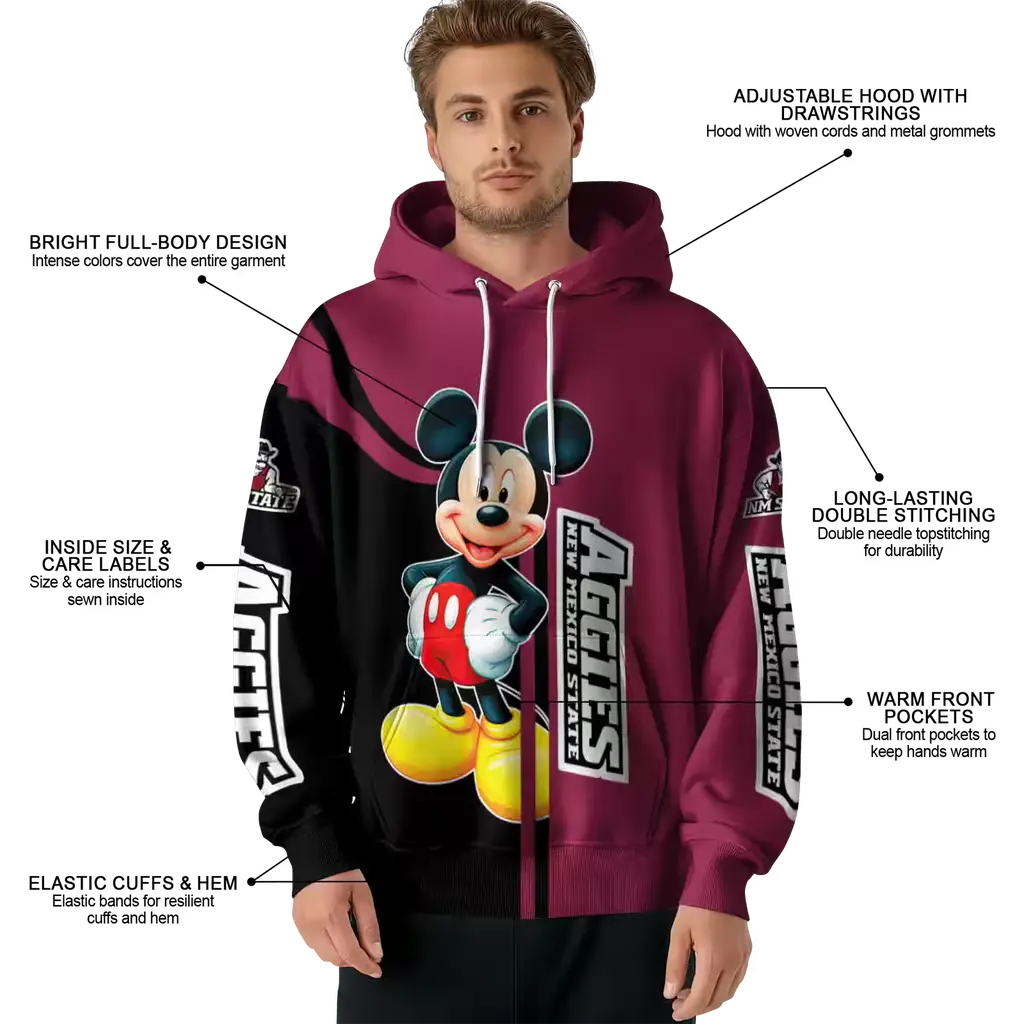 new mexico state aggies mickey mouse crimson black hoodie latest model new mexico state aggies mickey mouse crimson black hoodie latest model