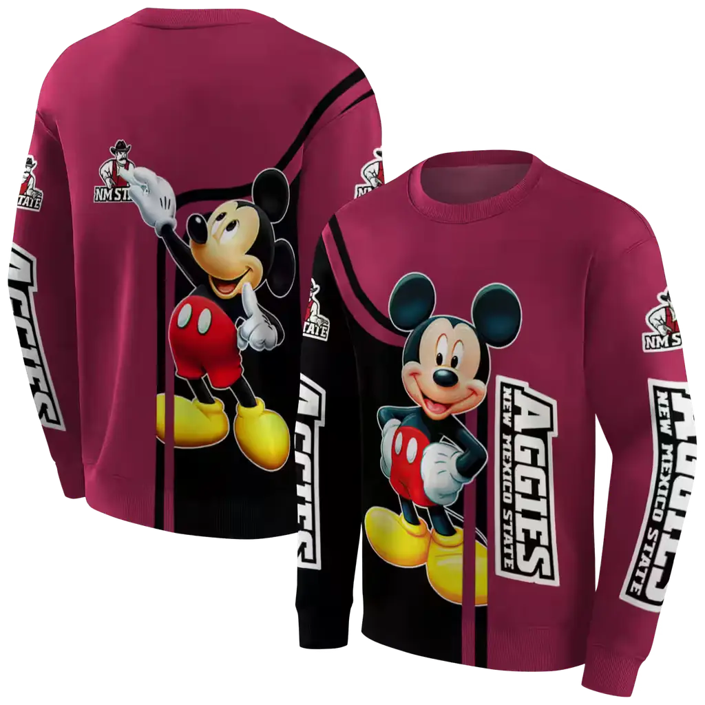 new mexico state aggies mickey mouse crimson black hoodie premium grade new mexico state aggies mickey mouse crimson black hoodie premium grade