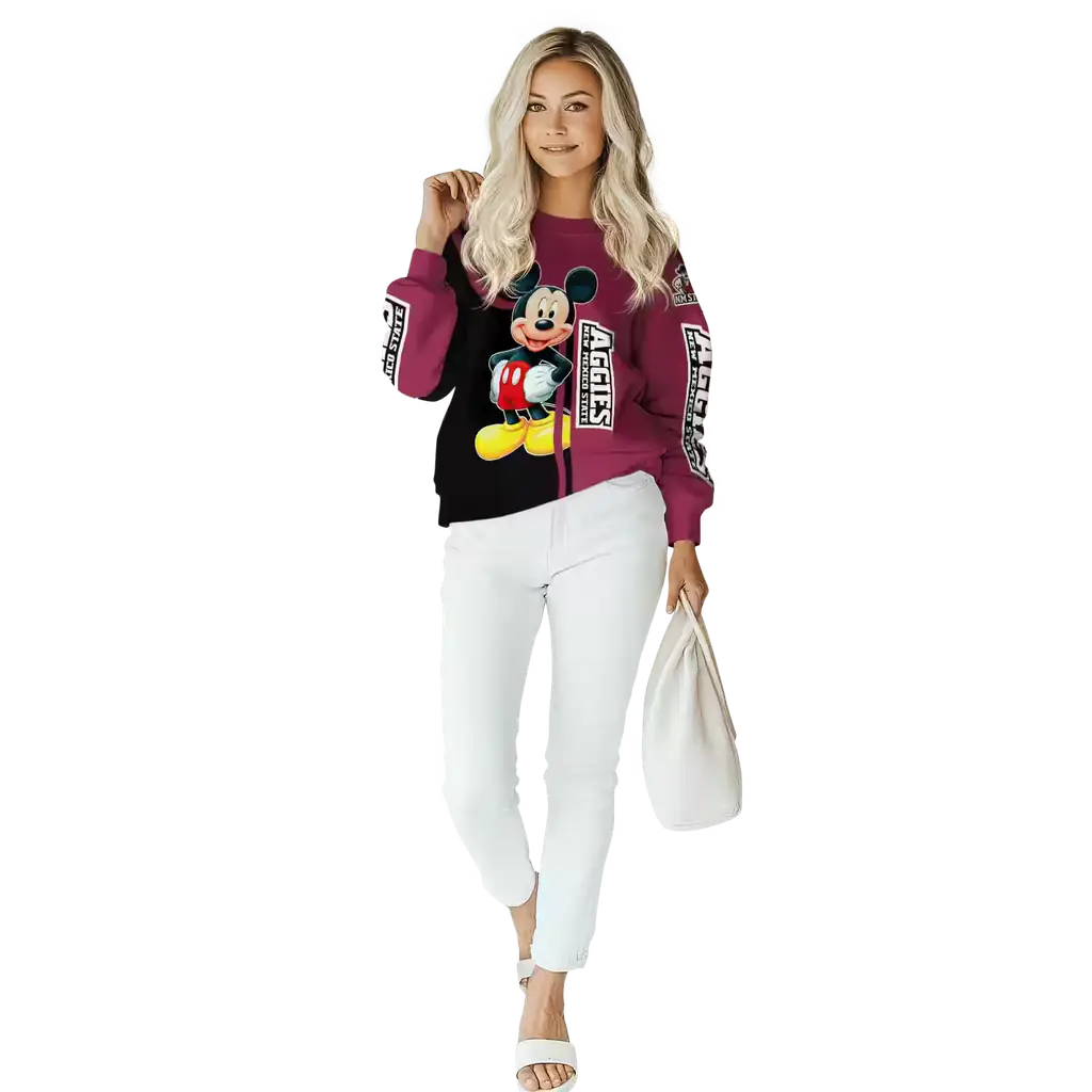 new mexico state aggies mickey mouse crimson black hoodie trendy new mexico state aggies mickey mouse crimson black hoodie trendy
