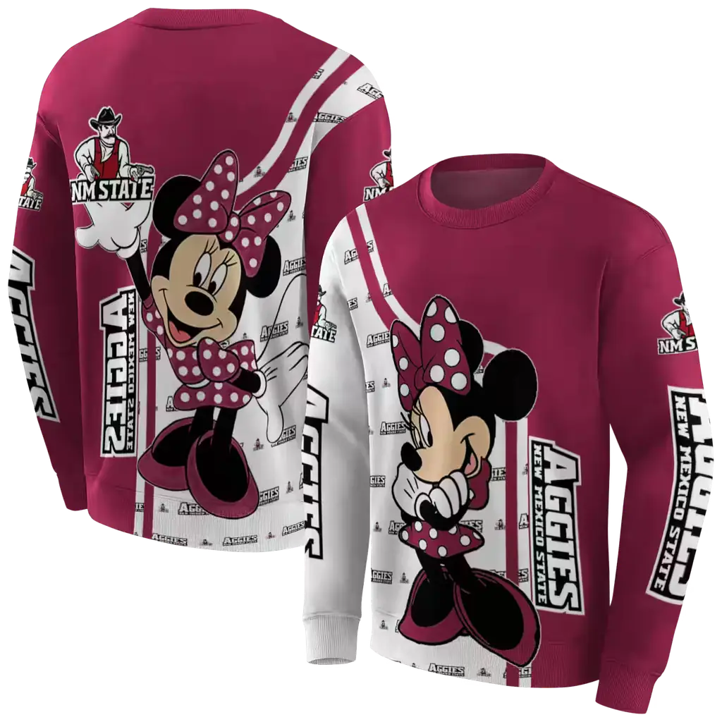 new mexico state aggies minnie mouse crimson hoodie premium grade new mexico state aggies minnie mouse crimson hoodie premium grade