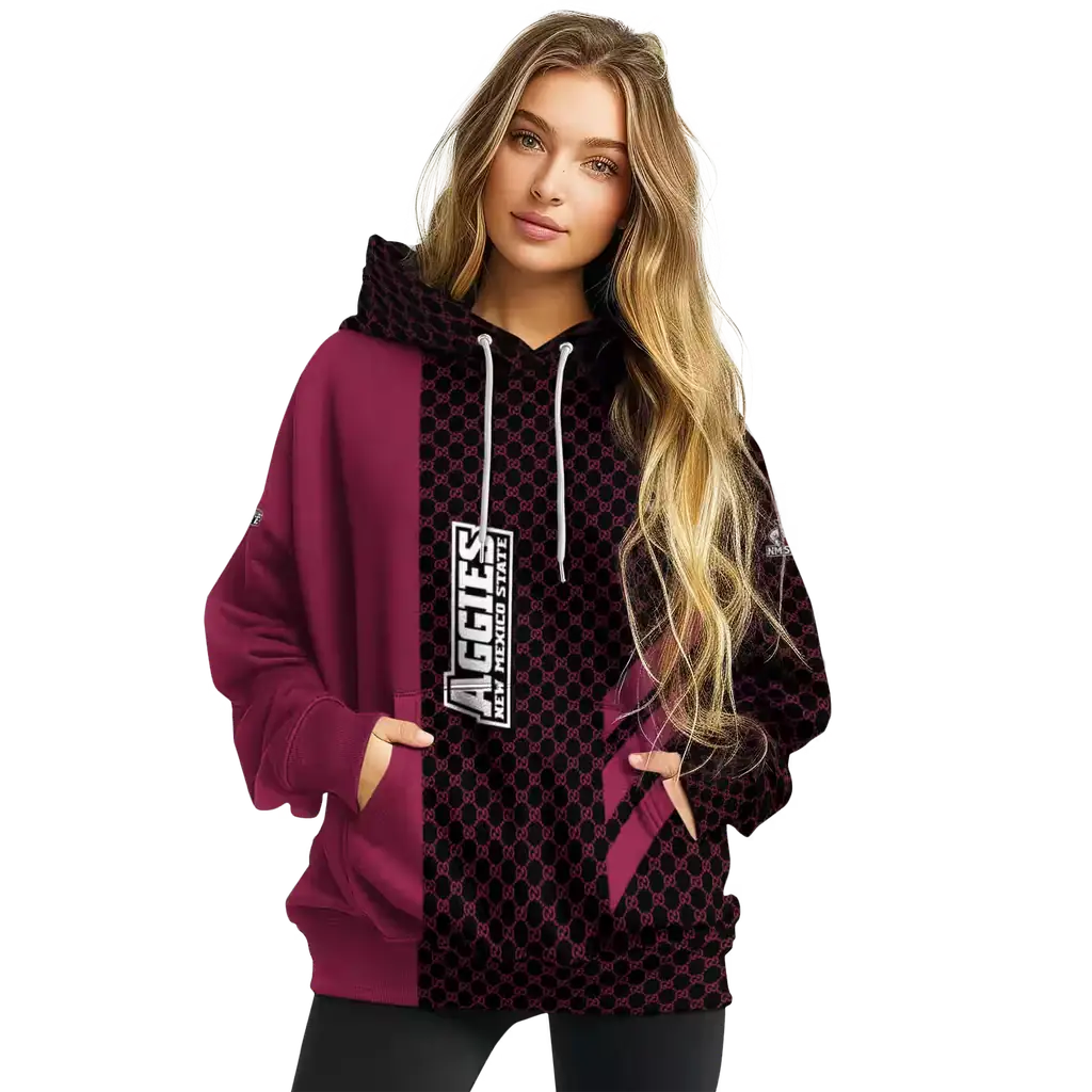 new mexico state aggies monogram pattern crimson hoodie high quality new mexico state aggies monogram pattern crimson hoodie high quality