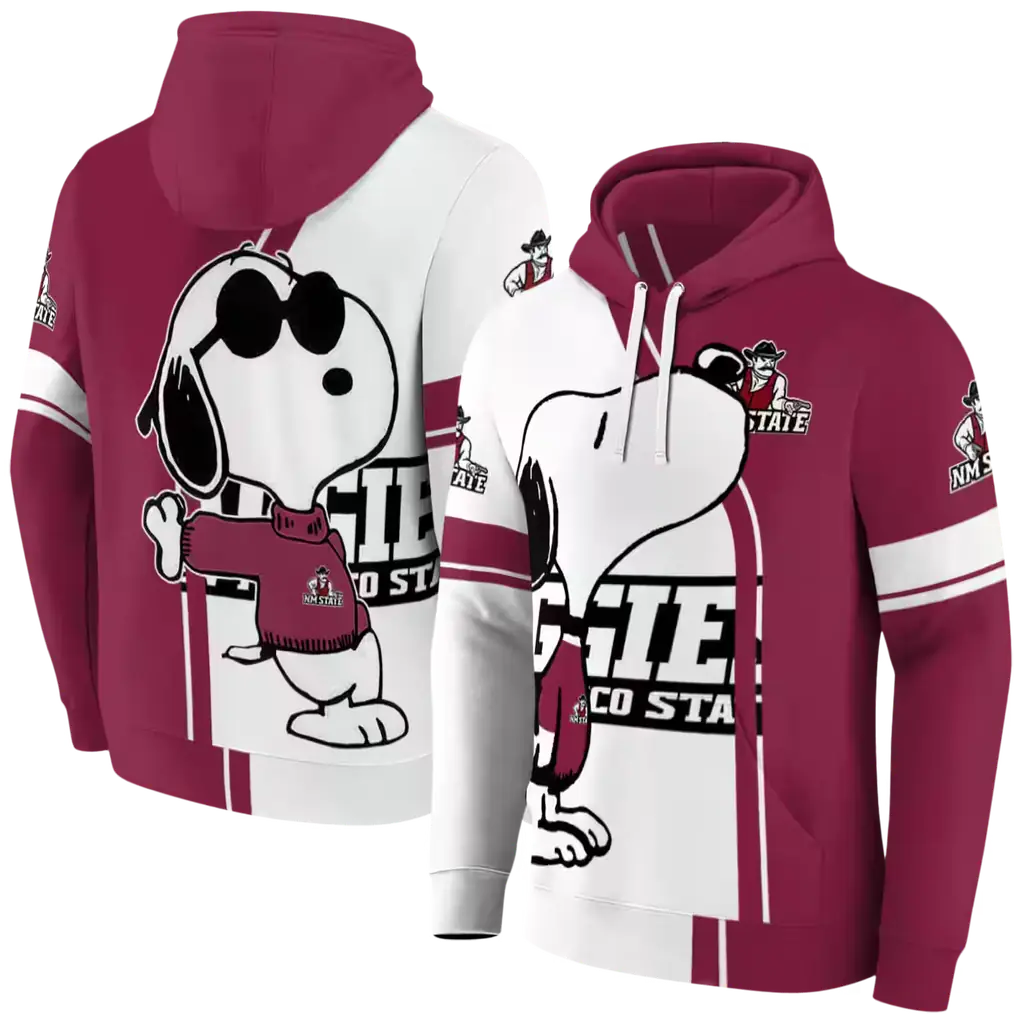 new mexico state aggies playful snoopy crimson hoodie fashion forward new mexico state aggies playful snoopy crimson hoodie fashion forward