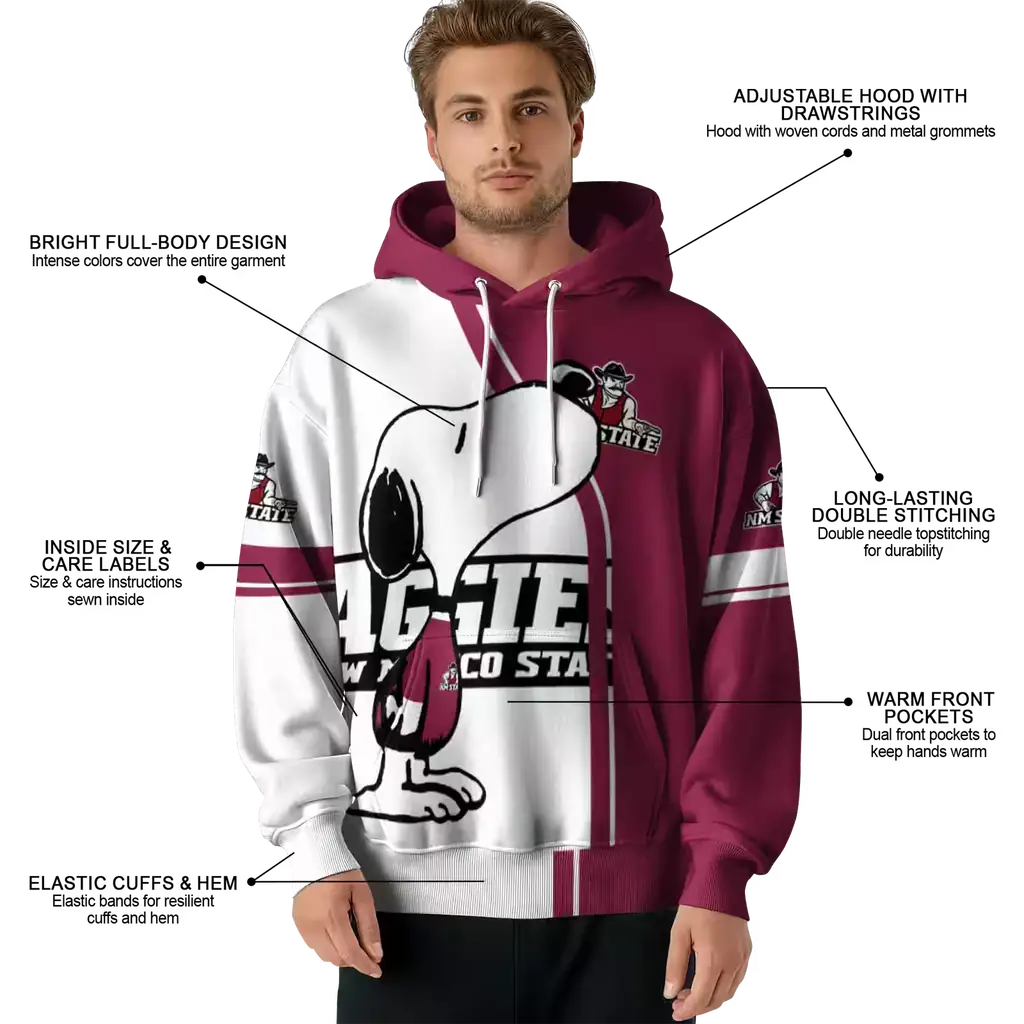 new mexico state aggies playful snoopy crimson hoodie latest model new mexico state aggies playful snoopy crimson hoodie latest model