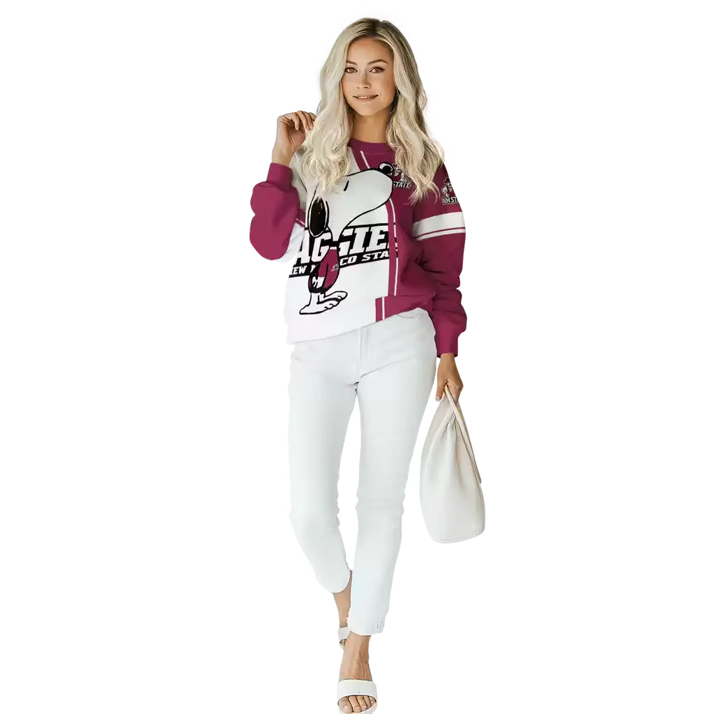new mexico state aggies playful snoopy crimson hoodie trendy new mexico state aggies playful snoopy crimson hoodie trendy