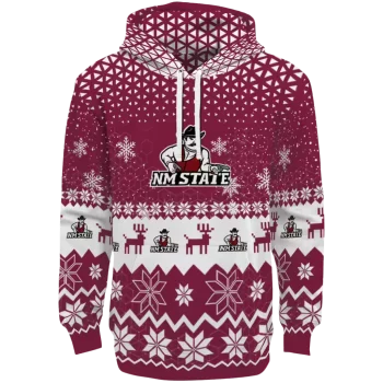 new mexico state aggies reindeer motif crimson hoodie best selling