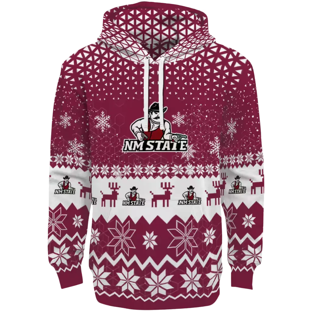new mexico state aggies reindeer motif crimson hoodie best selling new mexico state aggies reindeer motif crimson hoodie best selling