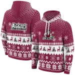new mexico state aggies reindeer motif crimson hoodie best selling