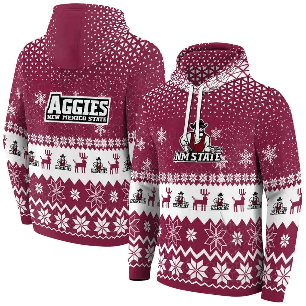 new mexico state aggies reindeer motif crimson hoodie fashion forward new mexico state aggies reindeer motif crimson hoodie fashion forward