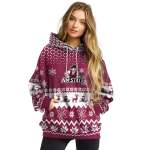 new mexico state aggies reindeer motif crimson hoodie best selling