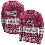 new mexico state aggies reindeer motif crimson hoodie best selling
