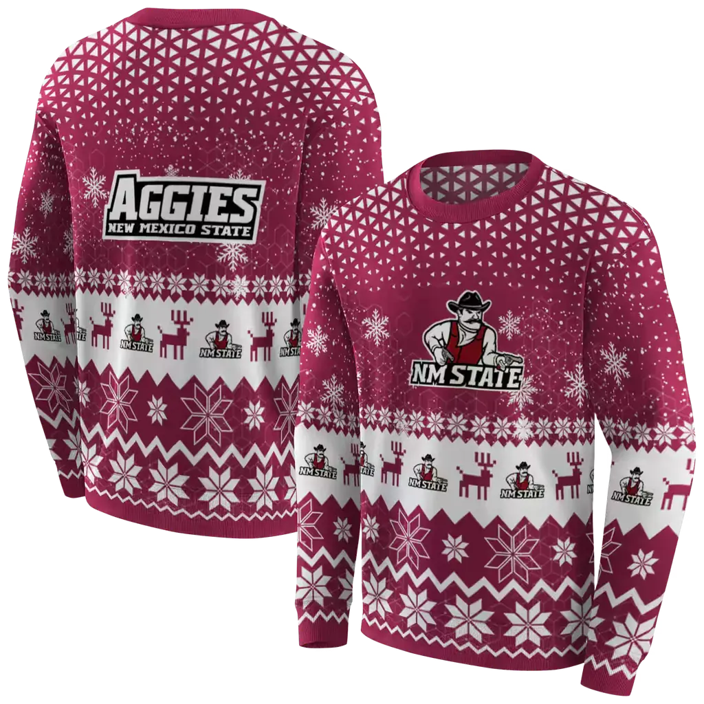 new mexico state aggies reindeer motif crimson hoodie premium grade new mexico state aggies reindeer motif crimson hoodie premium grade