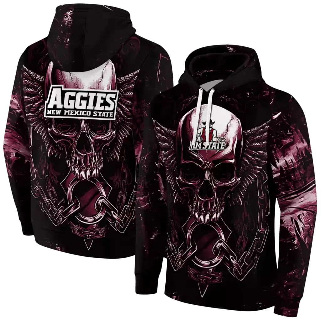 new mexico state aggies skull artwork crimson black hoodie fashion forward new mexico state aggies skull artwork crimson black hoodie fashion forward