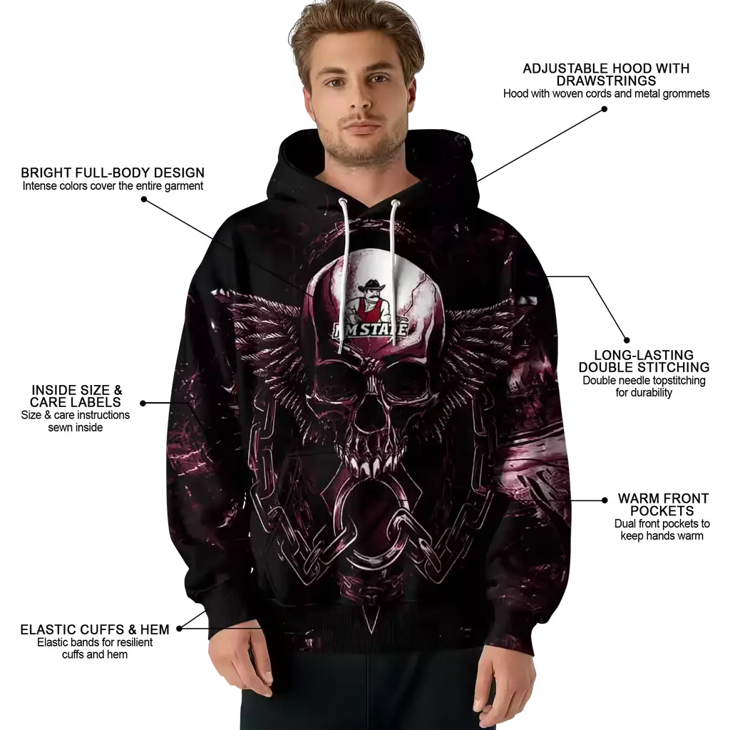 new mexico state aggies skull artwork crimson black hoodie latest model new mexico state aggies skull artwork crimson black hoodie latest model