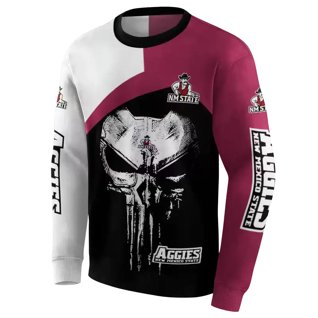 new mexico state aggies skull punisher white black hoodie new arrival new mexico state aggies skull punisher white black hoodie new arrival