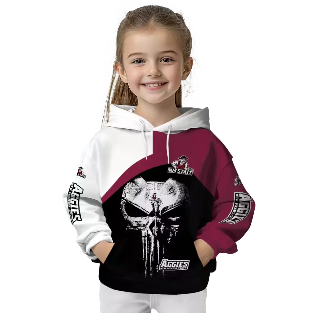 new mexico state aggies skull punisher white black hoodie top rated new mexico state aggies skull punisher white black hoodie top rated