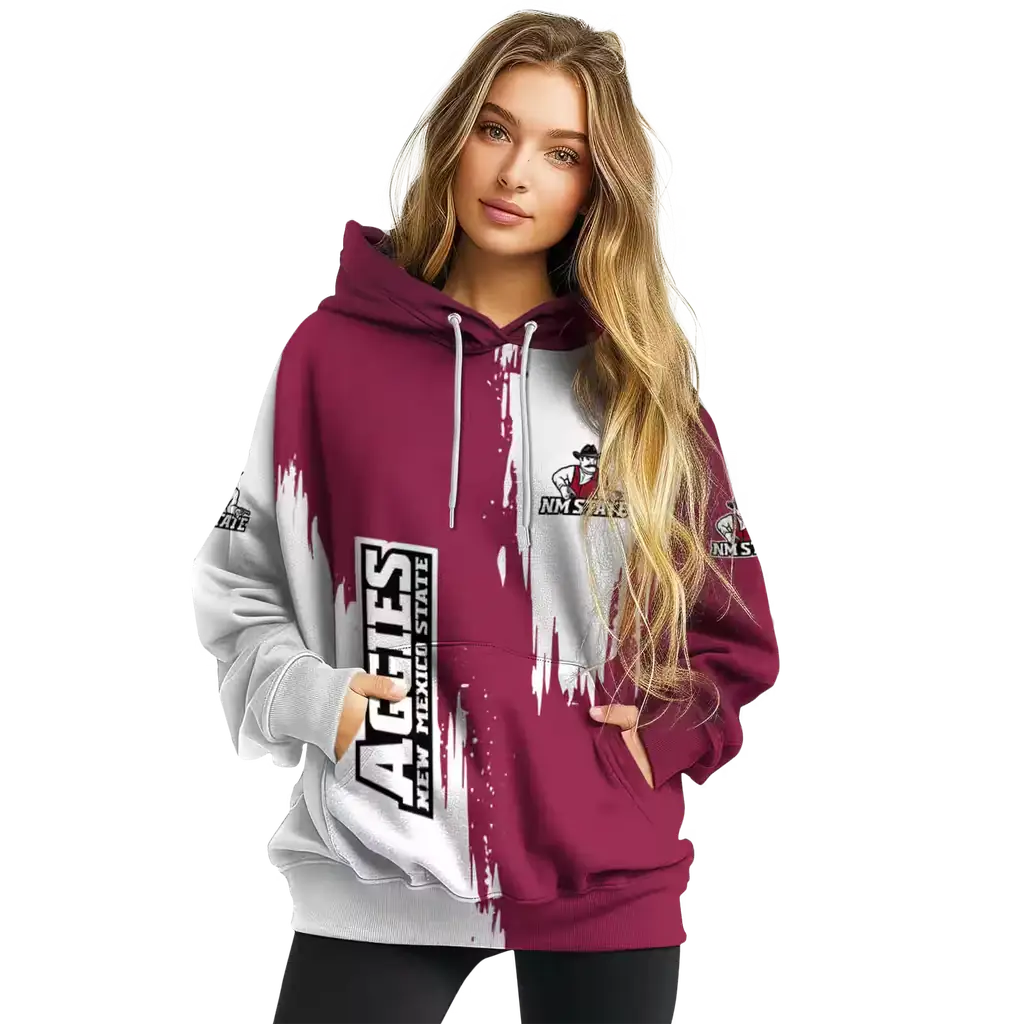 new mexico state aggies splatter effect crimson hoodie high quality new mexico state aggies splatter effect crimson hoodie high quality
