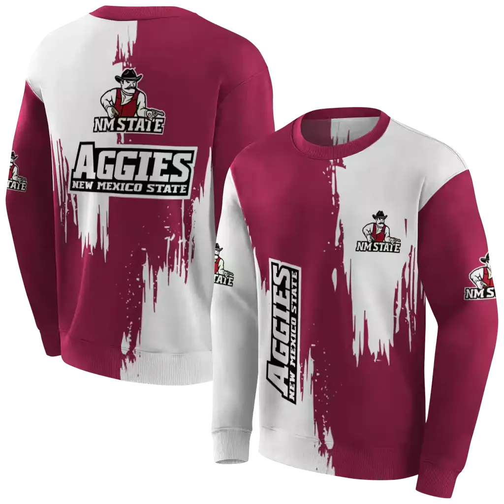 new mexico state aggies splatter effect crimson hoodie premium grade new mexico state aggies splatter effect crimson hoodie premium grade