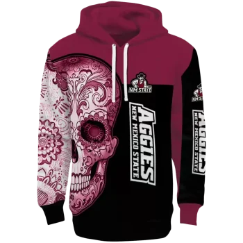 new mexico state aggies sugar skull crimson black hoodie best selling