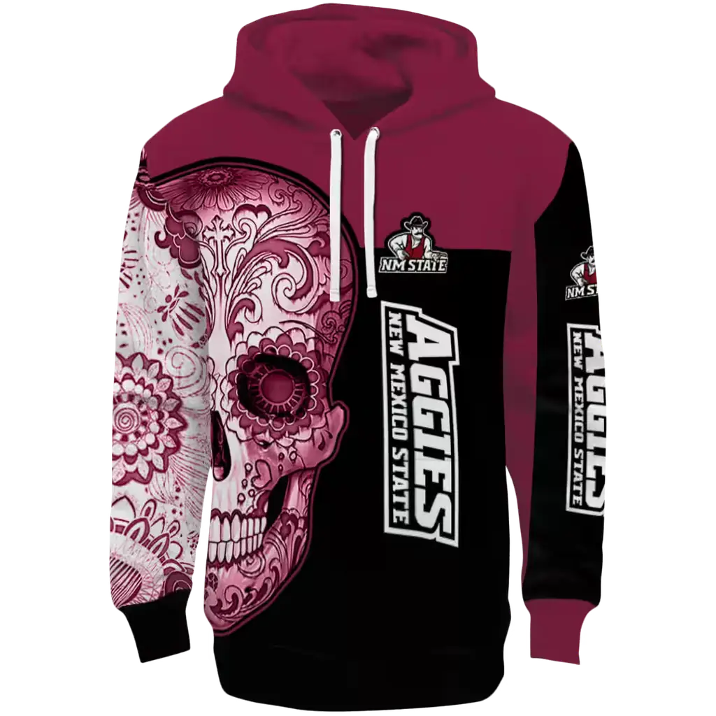 new mexico state aggies sugar skull crimson black hoodie best selling new mexico state aggies sugar skull crimson black hoodie best selling