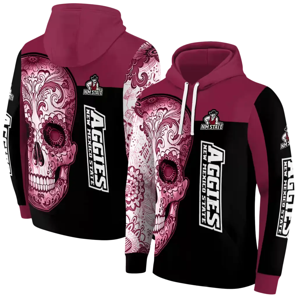 new mexico state aggies sugar skull crimson black hoodie fashion forward new mexico state aggies sugar skull crimson black hoodie fashion forward