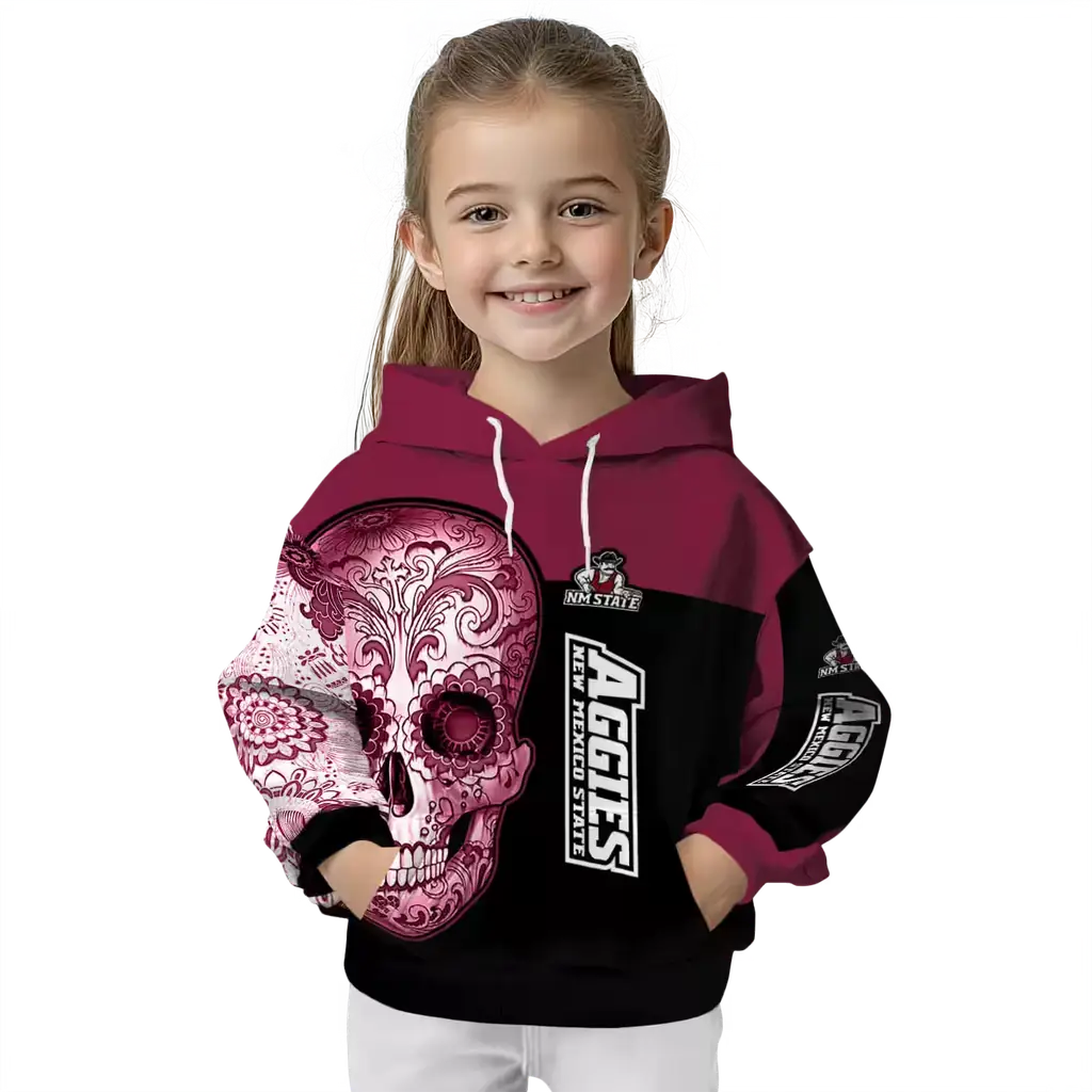 new mexico state aggies sugar skull crimson black hoodie top rated new mexico state aggies sugar skull crimson black hoodie top rated