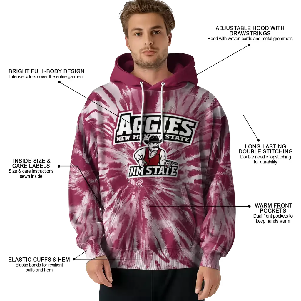 new mexico state aggies tie dye pattern crimson hoodie latest model new mexico state aggies tie dye pattern crimson hoodie latest model