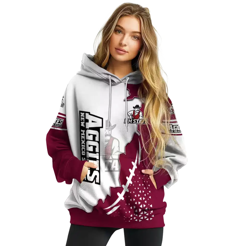 new mexico state aggies triangular pattern crimson white hoodie high quality new mexico state aggies triangular pattern crimson white hoodie high quality