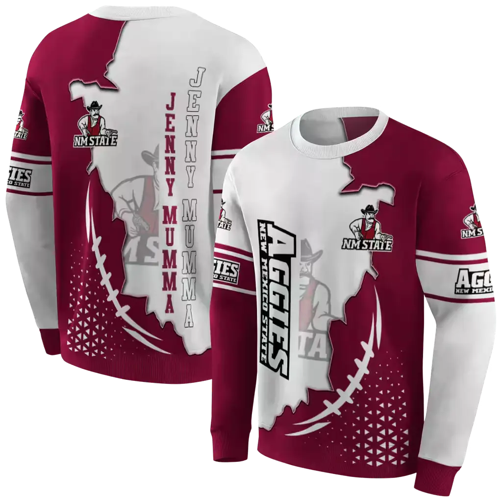 new mexico state aggies triangular pattern crimson white hoodie premium grade new mexico state aggies triangular pattern crimson white hoodie premium grade