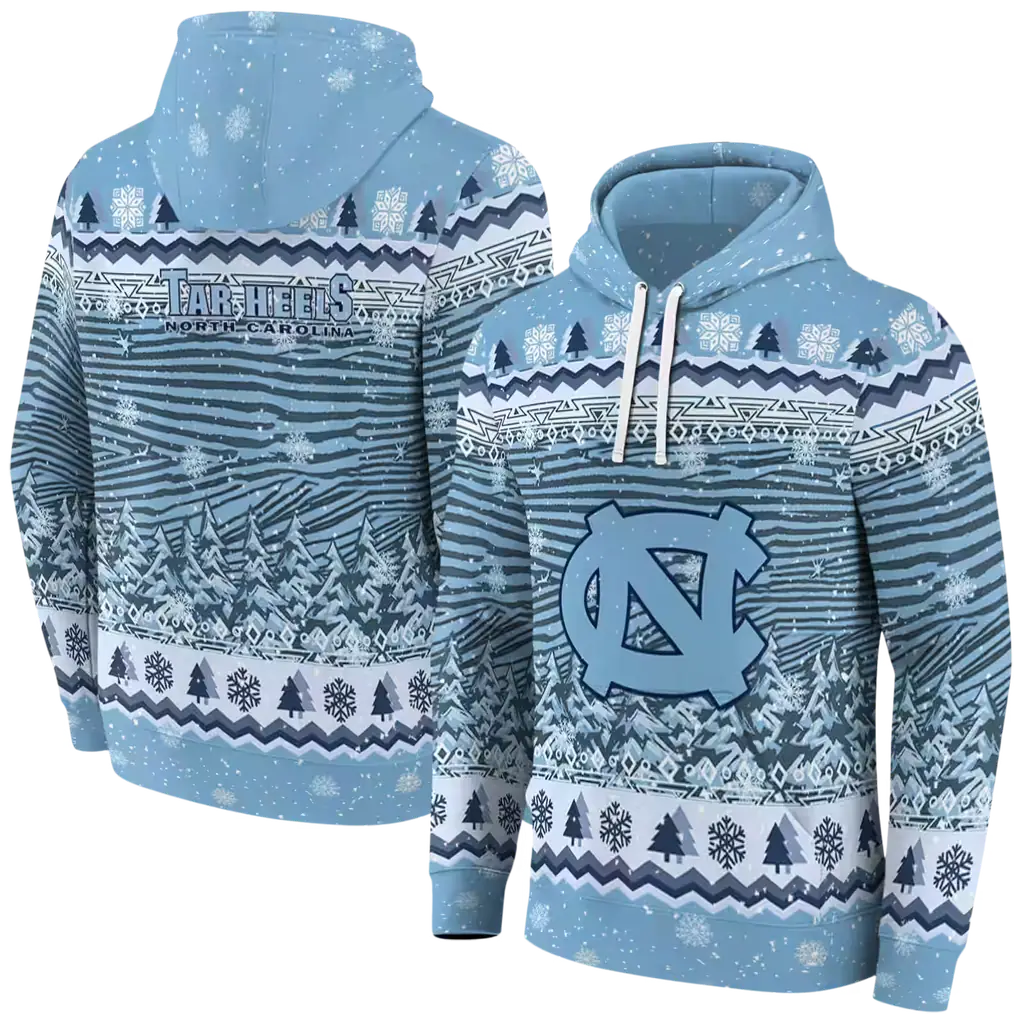 north carolina tar heels christmas trees light blue hoodie fashion forward north carolina tar heels christmas trees light blue hoodie fashion forward