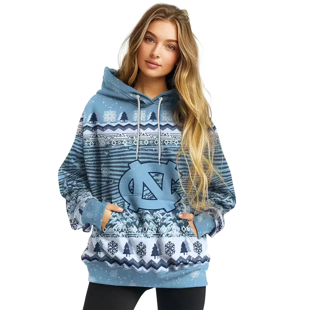 north carolina tar heels christmas trees light blue hoodie high quality north carolina tar heels christmas trees light blue hoodie high quality