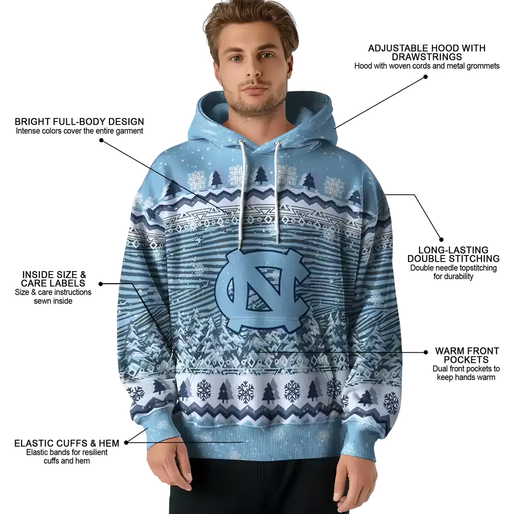 north carolina tar heels christmas trees light blue hoodie latest model north carolina tar heels christmas trees light blue hoodie latest model