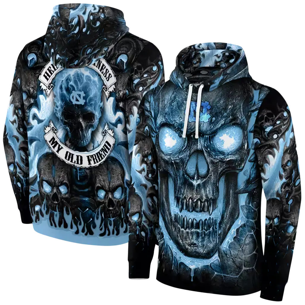 north carolina tar heels demonic skull light blue black hoodie fashion forward north carolina tar heels demonic skull light blue black hoodie fashion forward