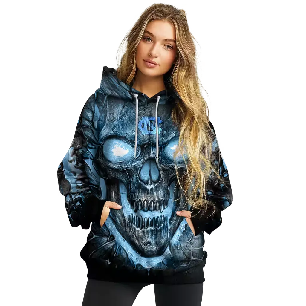 north carolina tar heels demonic skull light blue black hoodie high quality north carolina tar heels demonic skull light blue black hoodie high quality