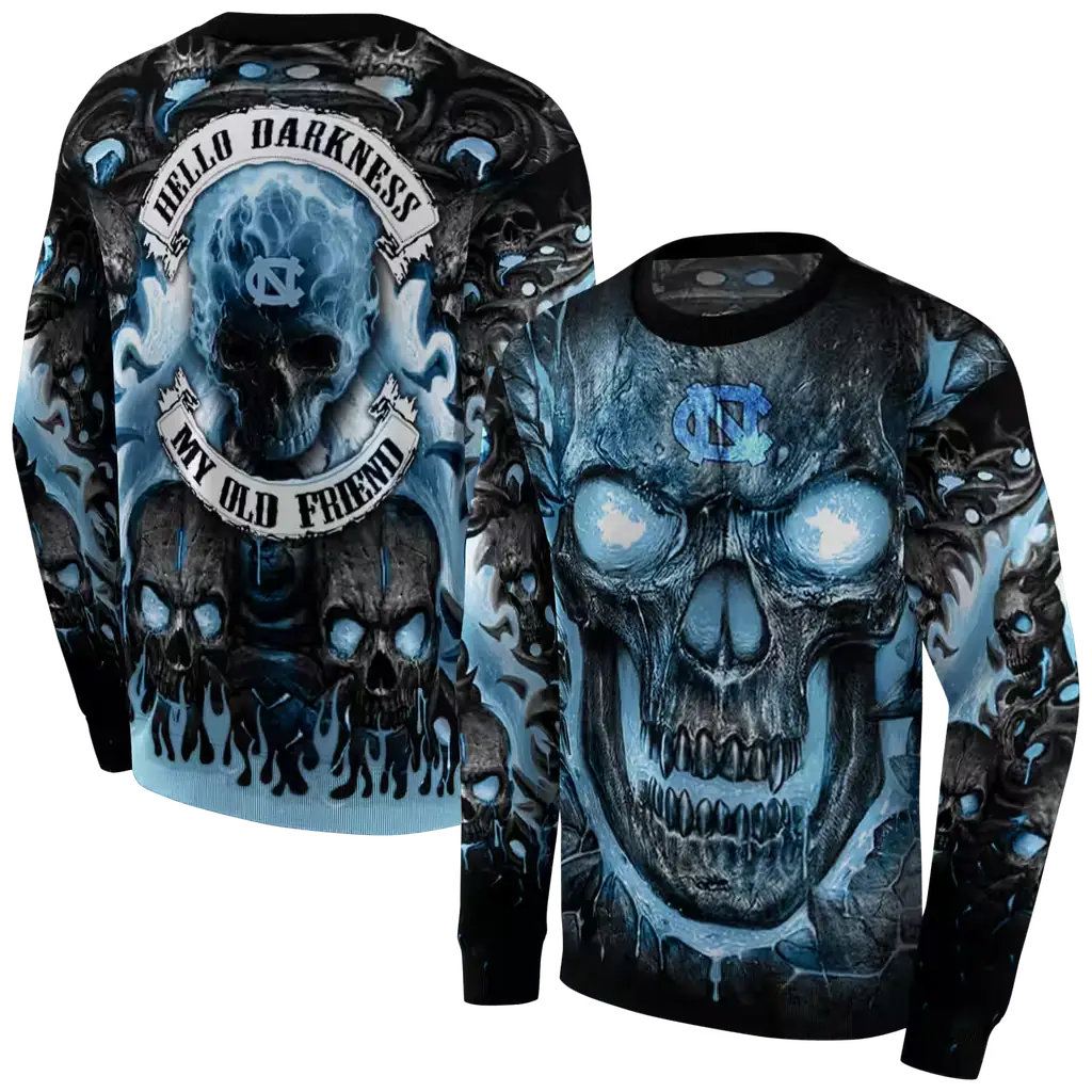 north carolina tar heels demonic skull light blue black hoodie premium grade north carolina tar heels demonic skull light blue black hoodie premium grade