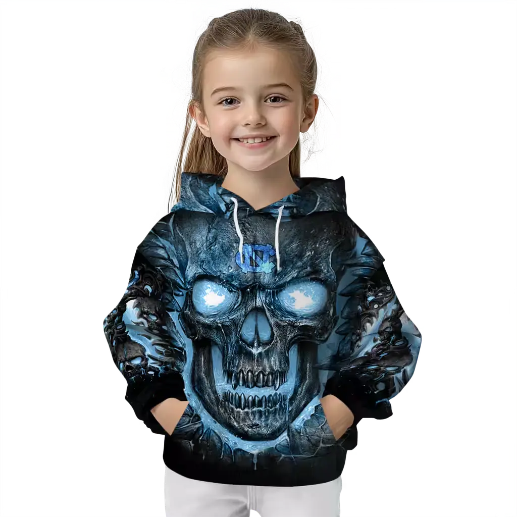 north carolina tar heels demonic skull light blue black hoodie top rated north carolina tar heels demonic skull light blue black hoodie top rated