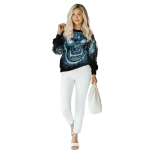 north carolina tar heels demonic skull light blue black hoodie best selling